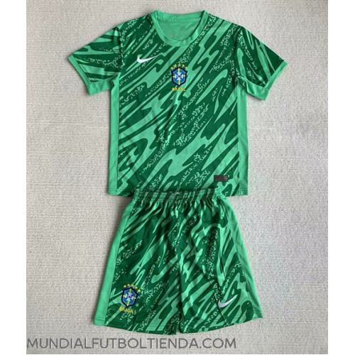 Camiseta Brasil Portero Primera Equipación Replica Copa America 2024 para niños mangas cortas (+ Pantalones cortos)